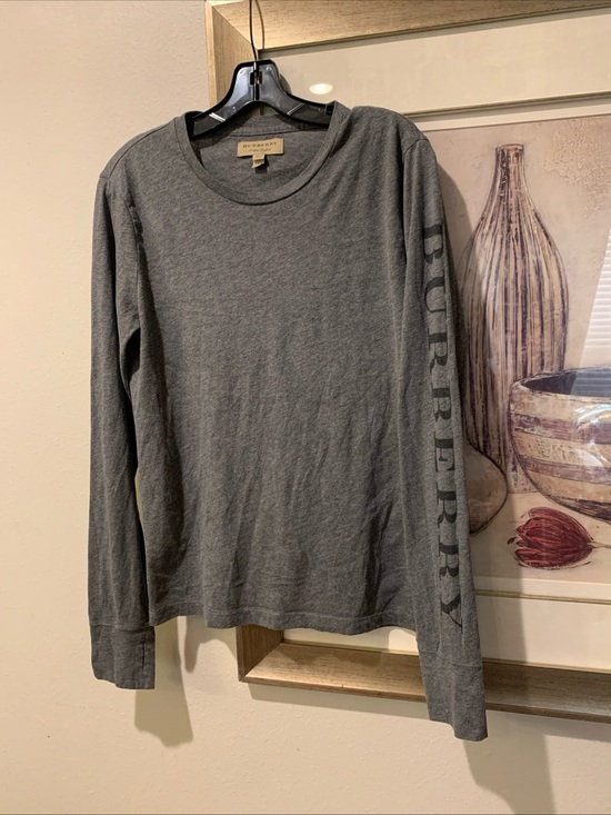 Burberry Tops - Burberry Gray Long Sleeve Logo Tee